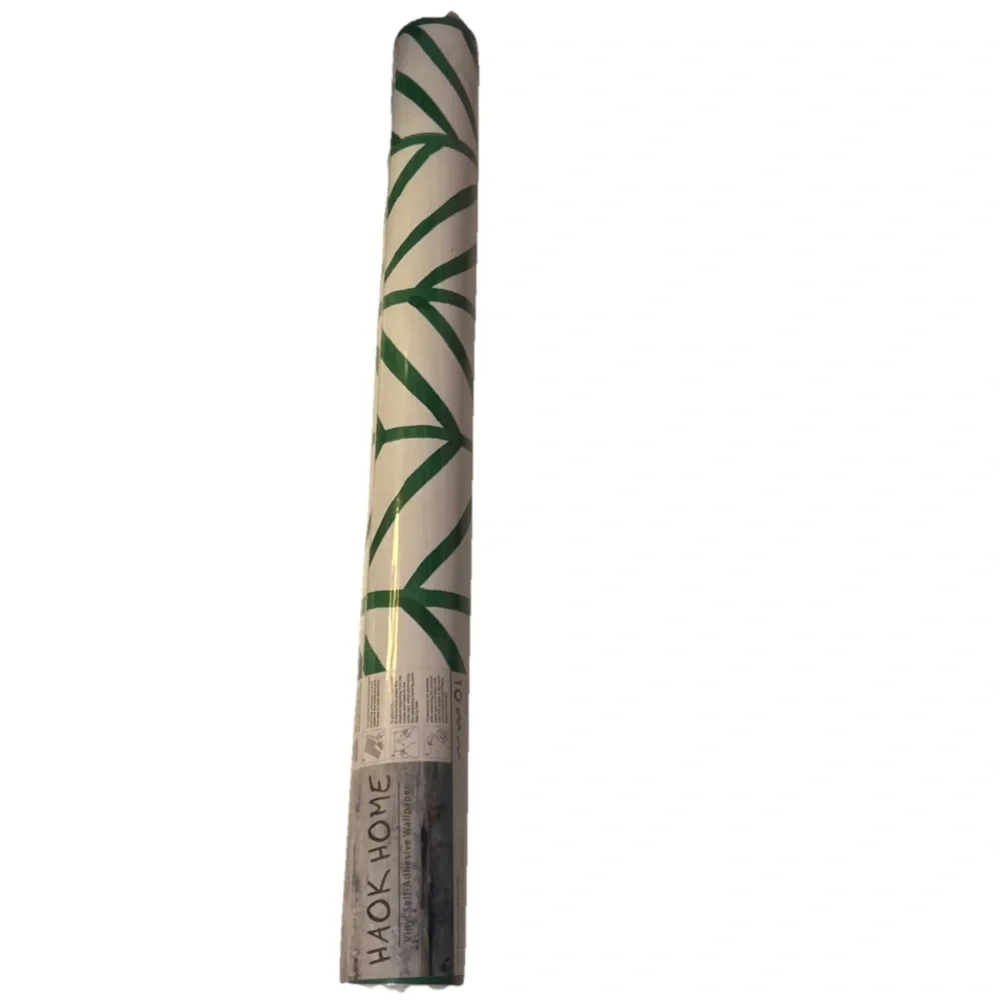 Hoak Home Peel & Stick Green White Vinyl Herringbone SelfAdhesive Wallpaper Boho